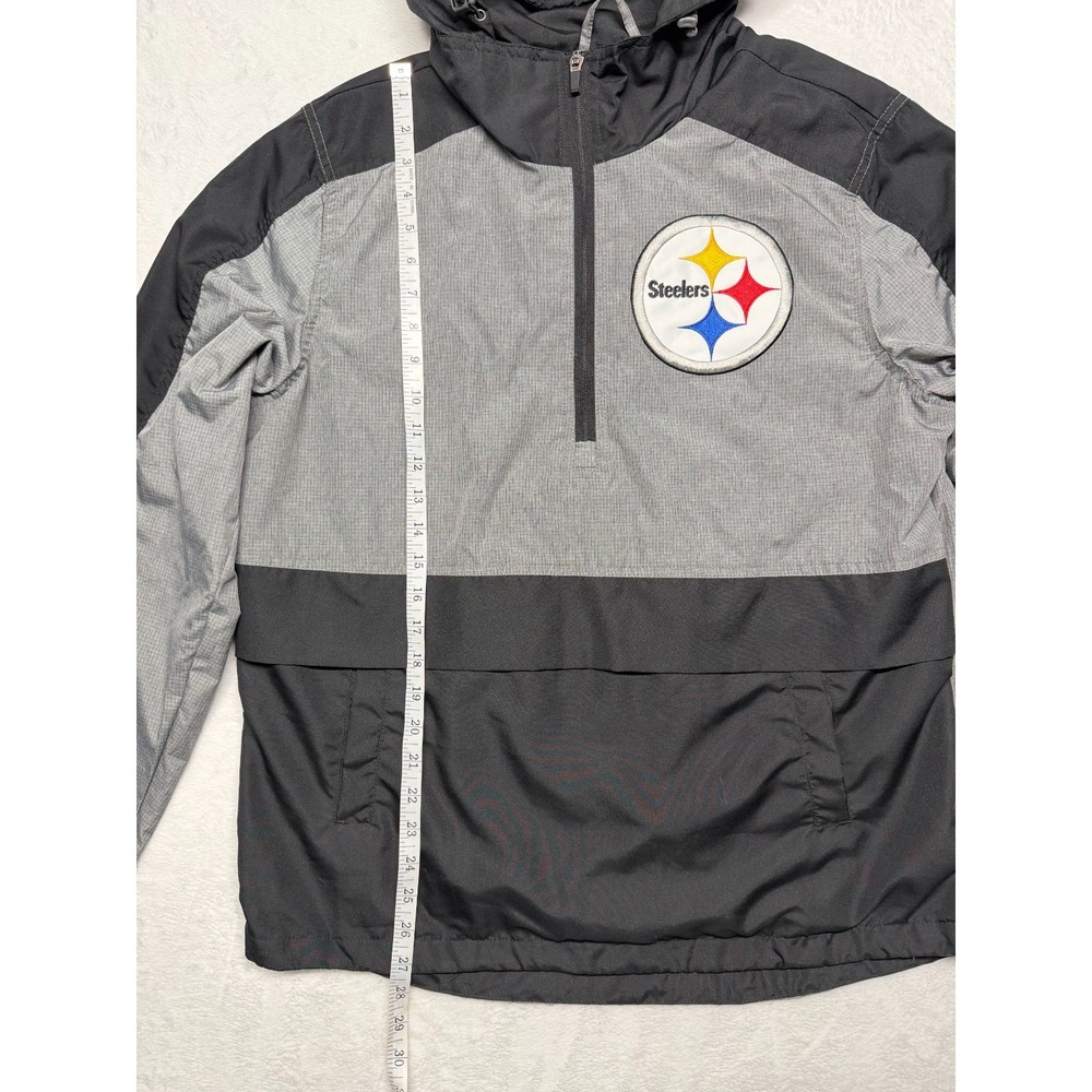 NFL Steelers 1/3 Zip Hooded Windbreaker Men's Medium Lined Embroidered Rare - Picture 4 of 8